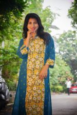 Blue Butta Handblock Kurti