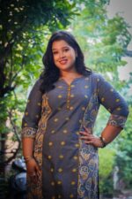Grey Butta Handblock Kurti