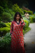 Modal Natural Handblock Ajrakh Aline kurti - Image 2