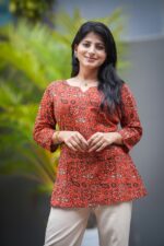 Gamthi Ajrakh Handblock Short Kurti