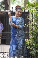 Indigo Bagru Handblock Cotton A-line Dress - Image 2