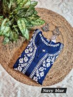 Chikankari Satin Modal 3d kurti - Image 4