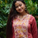 Pomagranet Patch With Khadi Peiping A-line Dress