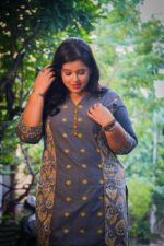 Grey Butta Handblock Kurti - Image 4