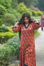 Modal Natural Handblock Ajrakh Aline kurti - Image 4