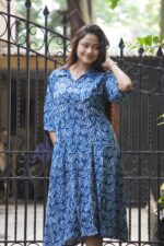 Bagru Indigo Handblock Plitied Dress - Image 4