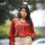 Model two Print Ajrak Handblock Back Yoke Shirt