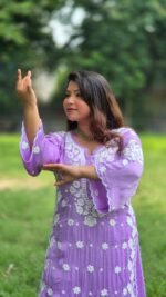 Chikankari Satin Modal 3d kurti - Image 3