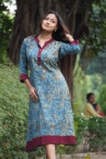 Pomegranate Handblock cotton A line dress - Image 4