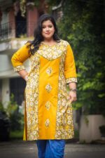 Bagru Natural Handblock Kurti With Applique Work